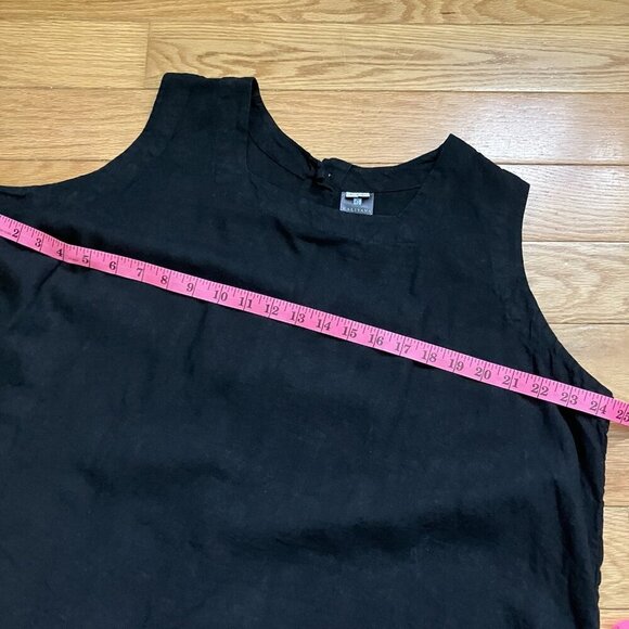 Kaliyana Tunic Tank Womens L Black Linen Blend Button Back Lagenlook Boho - Picture 6 of 6